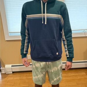Men's Blue and Green Striped Hoodie